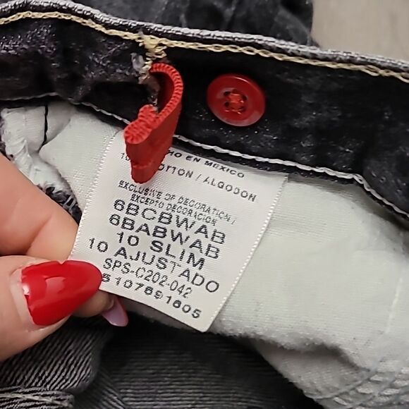 Faded Black Adjustable Waist Wrangler Boys Size 10 Slim Denim Jeans - Picture 2 of 5